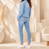Women’s Distressed Denim Jacket – Cropped Jean Jacket