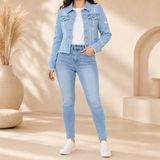 Women’s Distressed Denim Jacket – Cropped Jean Jacket