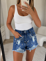 Women’s Diamante Denim Shorts Summer Wear