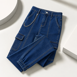 Women’s Denim Cargo Jeans with Chain Detail