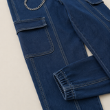 Women’s Denim Cargo Jeans with Chain Detail