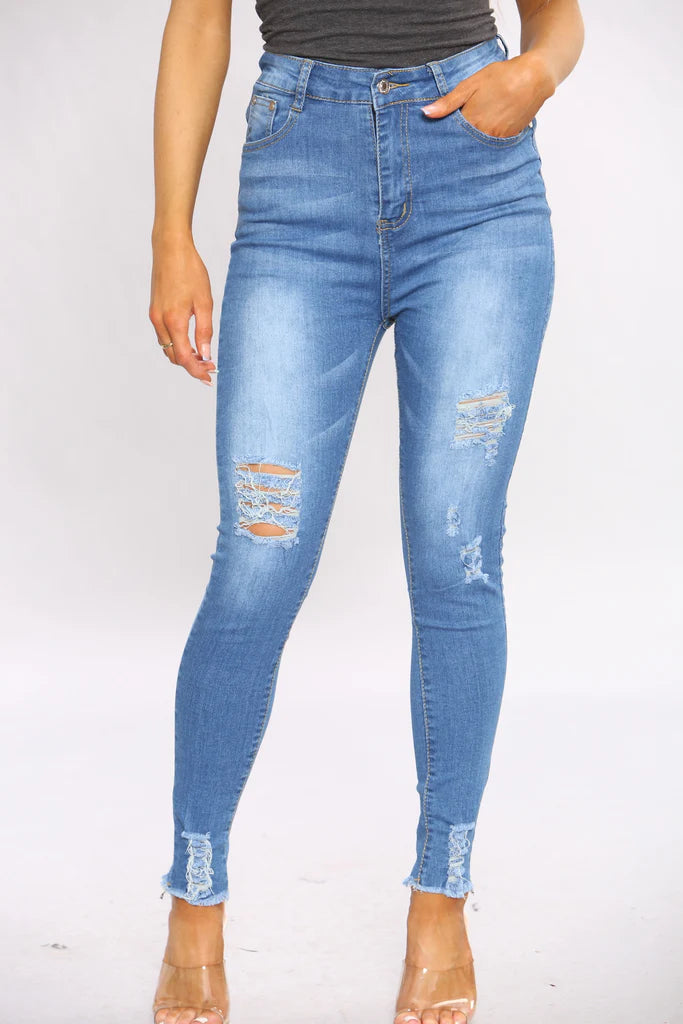 Ripped Skinny Jeans For Women