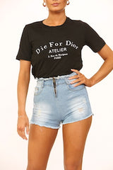 New Zip UP Distressed High Waisted Denim Shorts