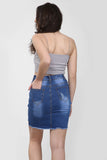 LADIES HIGH WAISTED BLUE SKIRT