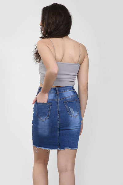 LADIES HIGH WAISTED BLUE SKIRT