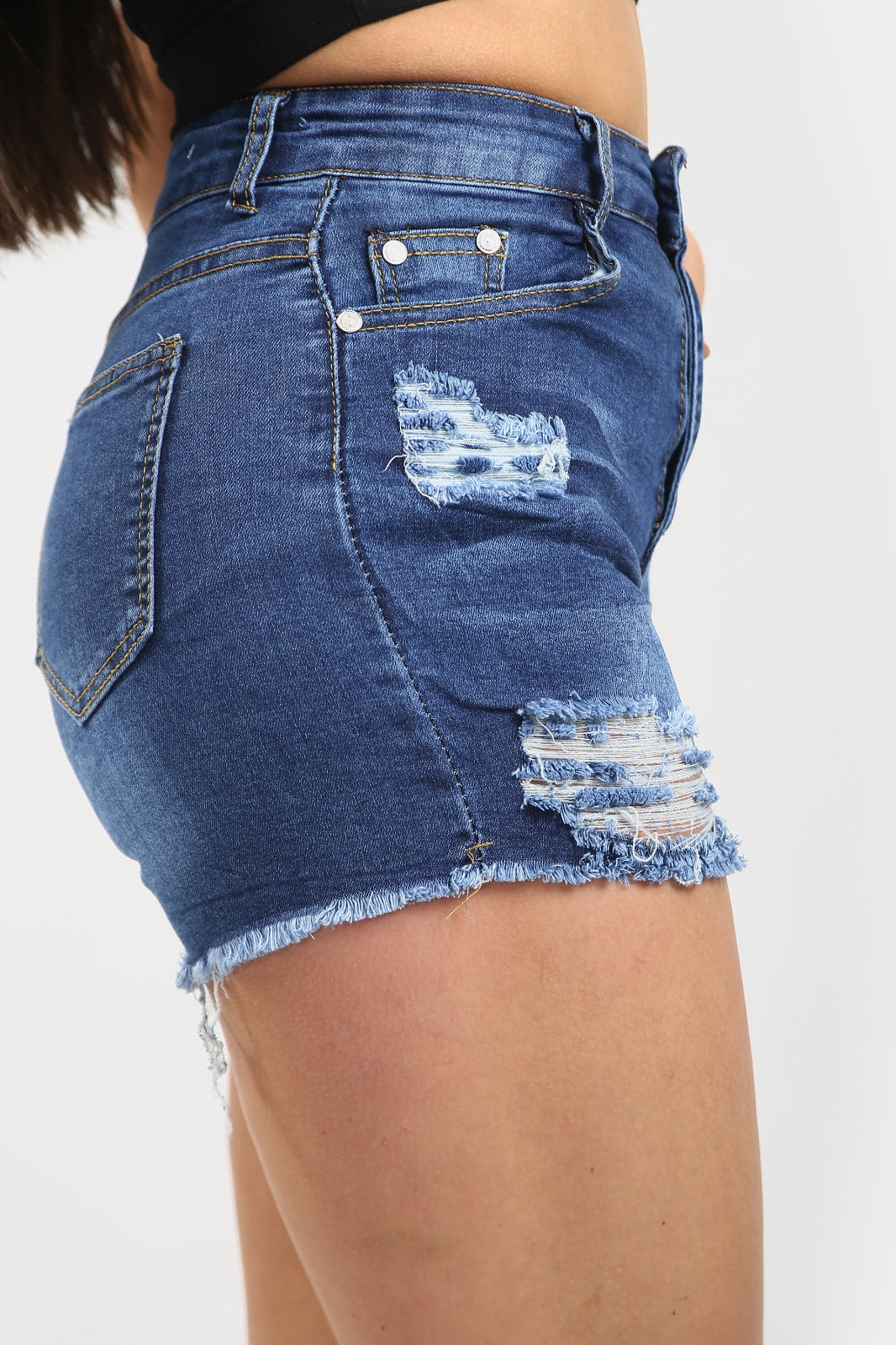 High Waisted Ladies Dark Blue Shorts