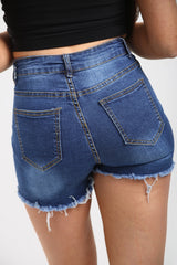 High Waisted Ladies Dark Blue Shorts