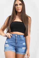 High waisted Denim Ladies Blue Shorts