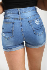 High waisted Denim Ladies Blue Shorts