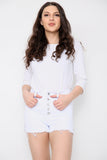 High waisted ladies White buttons shorts