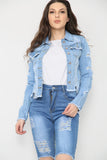 Blue Distressed Denim Jacket