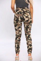 Khaki Camo Print Cargo Pants