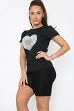 Heart Sequin Trim T Shirt
