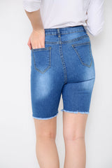 High Waisted Long Denim Shorts For Women