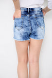 Blue Distressed High Waisted Denim Shorts